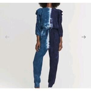 Something Navy Blue Tiedye Sweatsuit Romper XXS